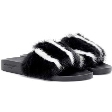 givenchy fur slides outfit|givenchy flat mules.